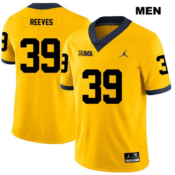 Men's NCAA Michigan Wolverines Lawrence Reeves #39 Yellow Jordan Brand Authentic Stitched Legend Football College Jersey EG25S42UN